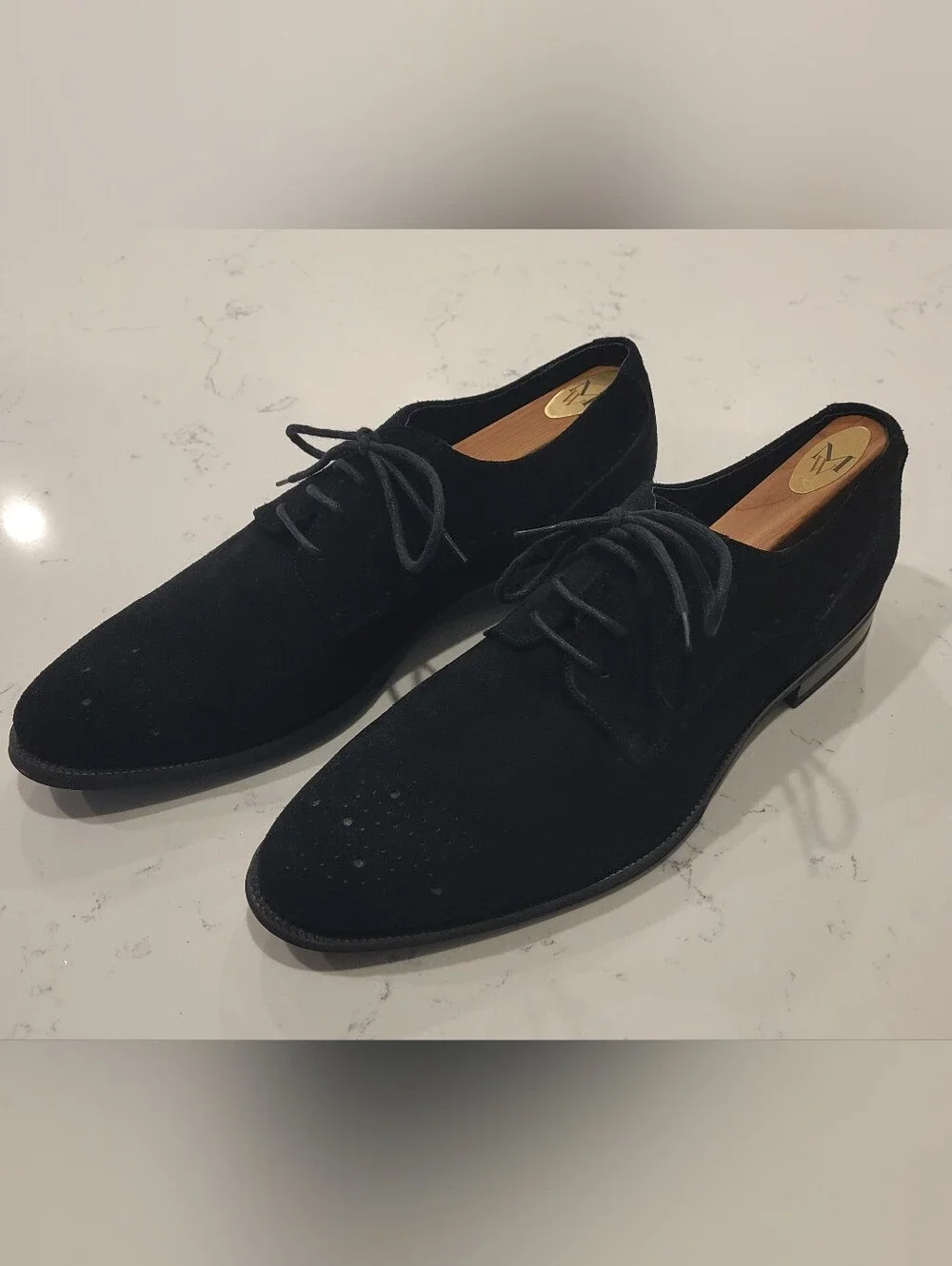 NWOT Stacy Adams Men's Black Suede Derby Oxfords Sz 10M